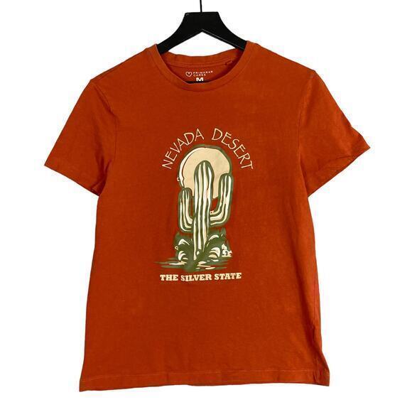 Primark Women’s Terracotta Cactus Desert Graphic T-Shirt Medium Crew Neck Tee - Picture 1 of 7